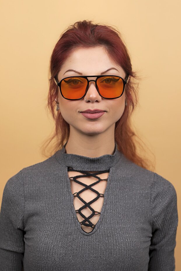 New-atreck Matte Unisex Orange Sunglasses