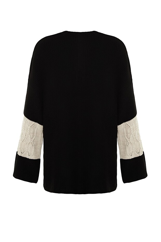 Black Openwork/Perforated Color Block Knitted Knitwear Sweater TCTAW24AK00055 - 8