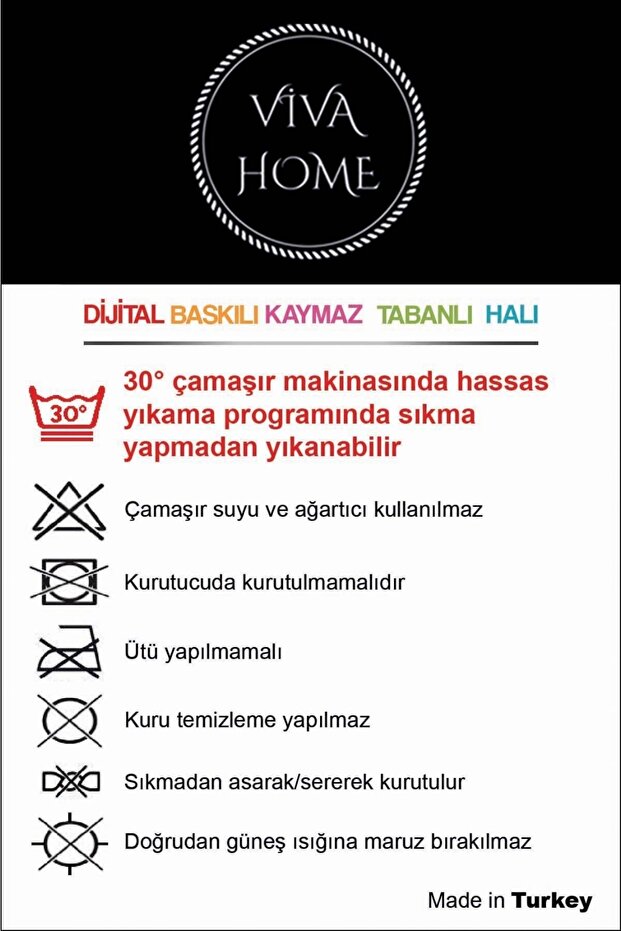 Gri Kaymaz Tabanlı Makinede Yıkanır Leke Tutmayan Daire Hitit Desen Mutfak Halısı Ar1377 - 4