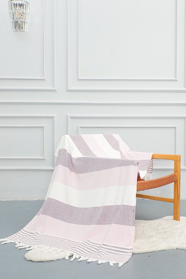 Peshtemal Beach Towel, 90x180c, Cotton, Washed Soft Peshtemal - Lilac