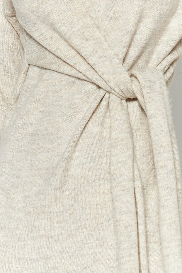 Pletené šaty se zavazováním s dvojitým límcem Midi - Stone Texture Twoaw21El0260 - 3