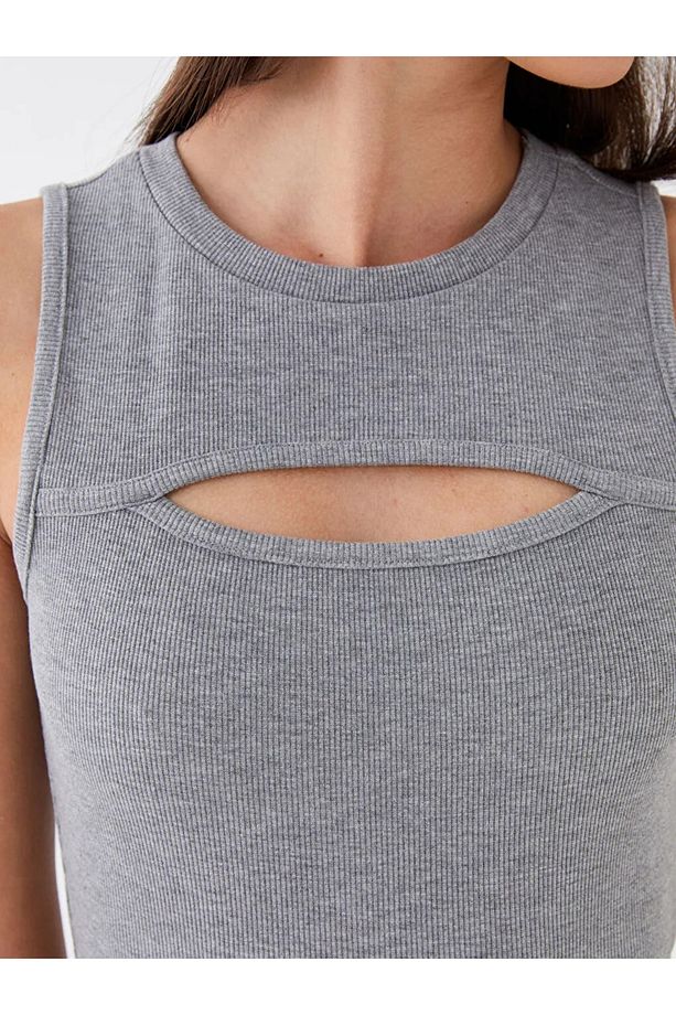 Lcw Casual Bisiklet Yaka Pencere Detaylı Kadın Elbise - 4