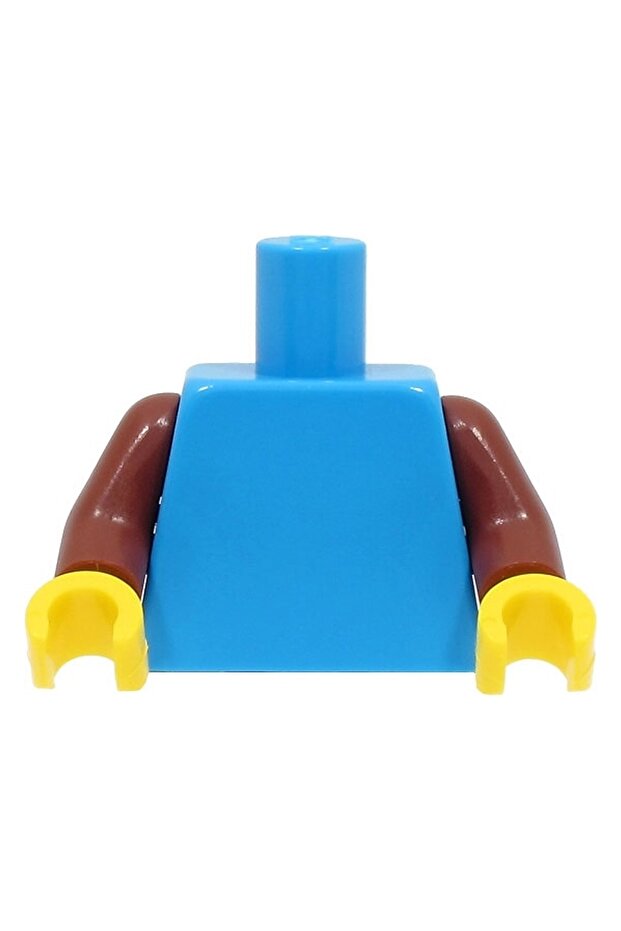 Original Custom Minifigure Minifigure Torso Torso Plain Dark Azure - Brown Arm