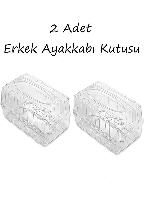 2 Adet Erkek Ayakkabı Kutusu - Saklama Kutusu Ayakkabı Düzenleyici - 1