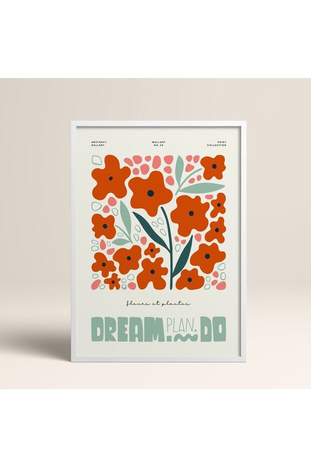 White Wooden Framed Painting Framed Poster Artistic Modern Wall Decor (Flower216-White-40X60)
