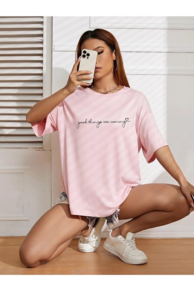 تي شيرت مطبوع مقاس كبير من Good Things كاجوال Boyfirend