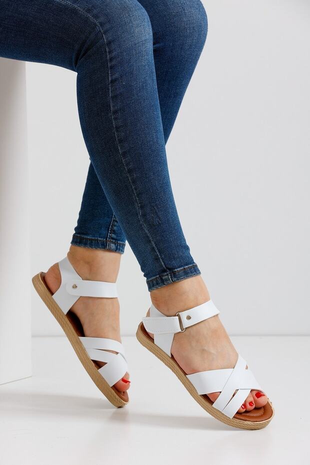 Women's Velcro Orthopedic Tabna Summer Sandals Model - White