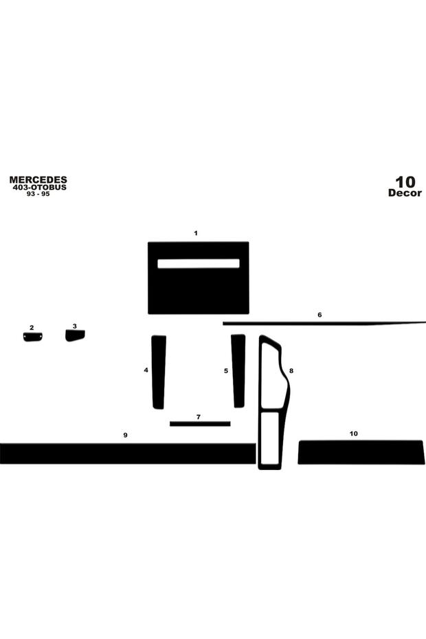 ميريتش ® مرسيدس 403 تنجيد أمامي أسود لامع 10 قطع 1993-1995