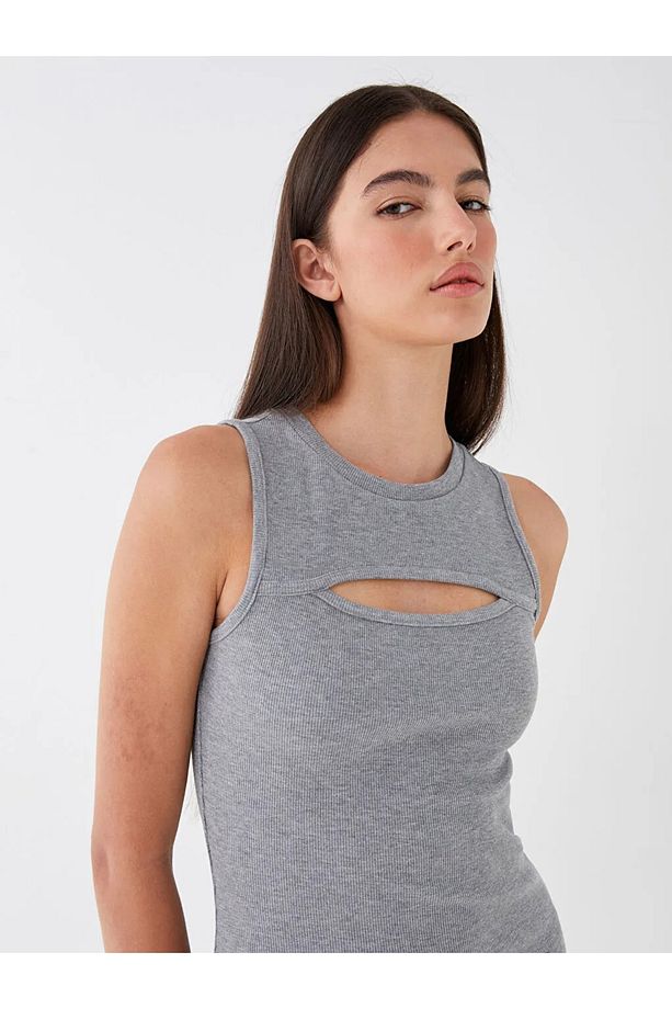 Lcw Casual Bisiklet Yaka Pencere Detaylı Kadın Elbise - 3