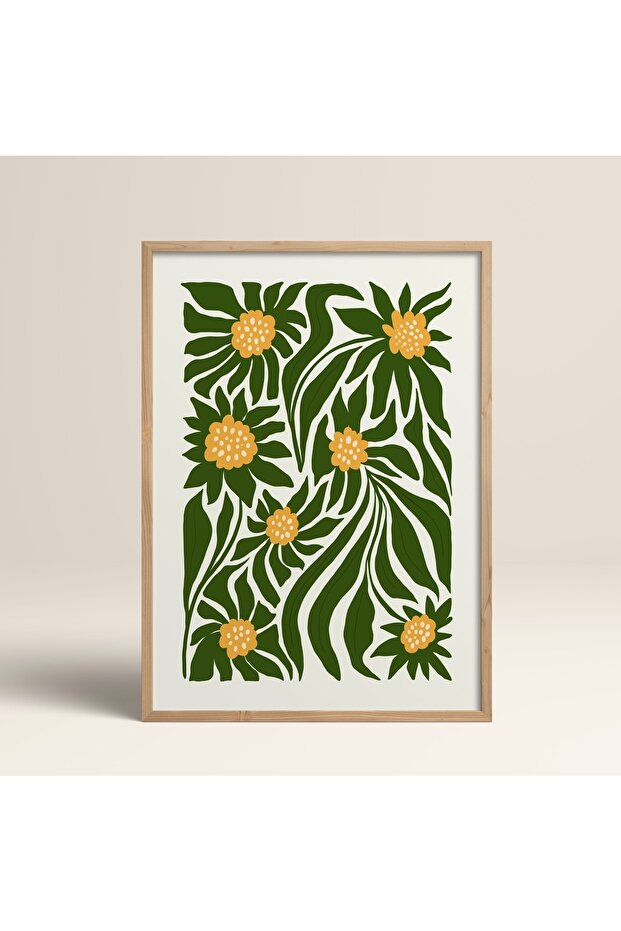 Natural Wood Framed Painting Framed Poster Artistic Modern Wall Decor (Flower205-Wood-50X70)