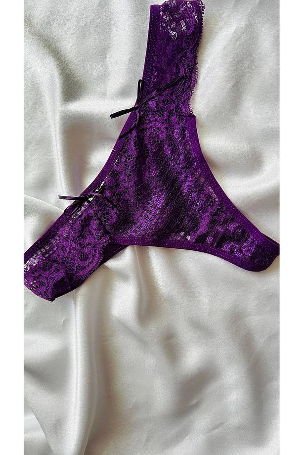Mor Kurdele Detaylı String & Tanga - 1