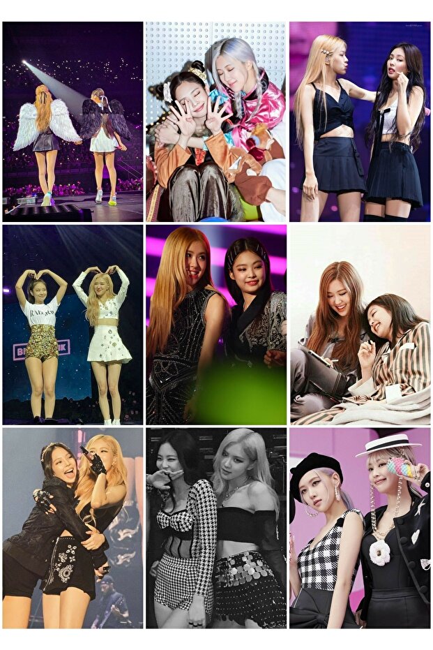 مجموعة بطاقات صور صغيرة بتصميم منقوش من Blacpink مكونة من 9 قطع