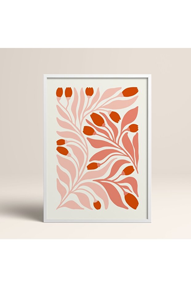 White Wooden Framed Painting Framed Poster Artistic Modern Wall Decor (Flower221-White-40X60)