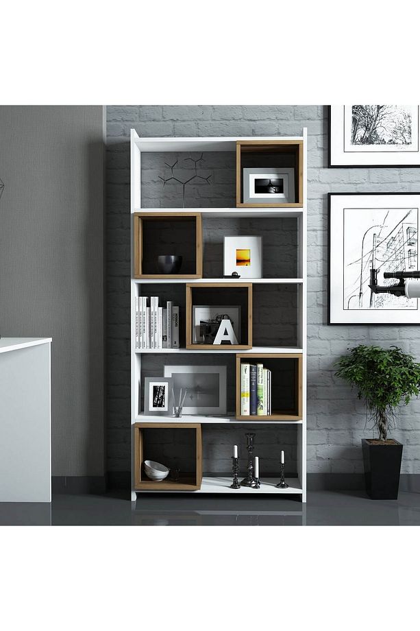 Box Çalışma Masası Ve Kitaplık Takımı Beyaz Ceviz - 3