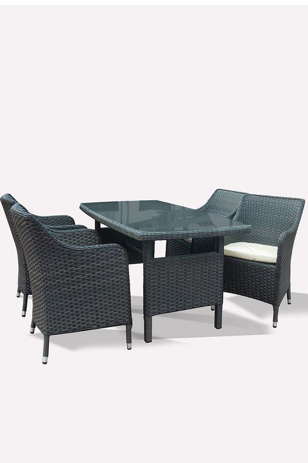 5 Parça , Minderli, Rattan Oturma Grubu, Bahçe Oturma Grubu - 1
