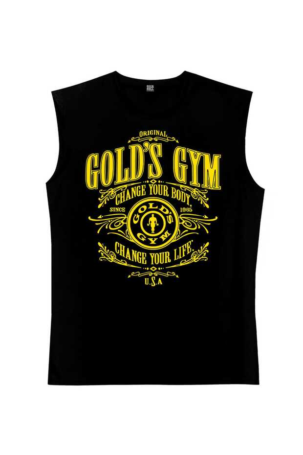 Golds Gym Siyah Kesik Kol | Kolsuz Tişört | Atlet - 1