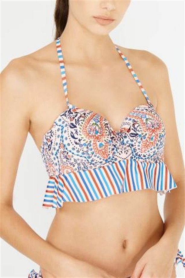 Baskılı Coco Bandeau Lotus Bikini Üstü - 1