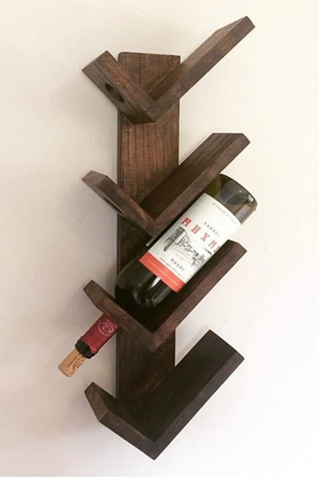 Ahşap Şaraplık Duvar Rafı İçki Standı 5015