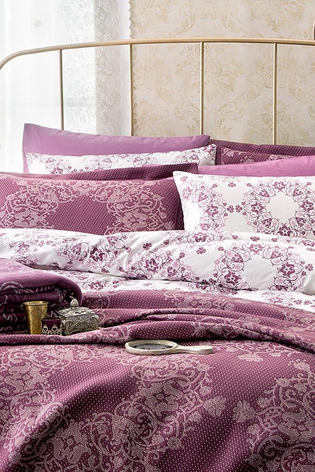 Tiara Örme Tek Kişilik Yatak Örtüsü Takımı 160x240 Cm Mürdüm - 1