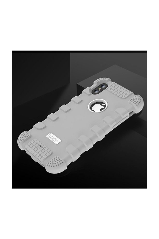 Hoco İphone X Xs 360 Zırh Koruma Silikon Kılıf GRİ - 1