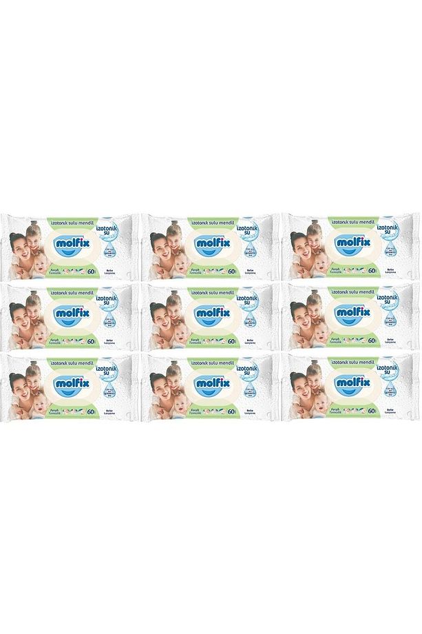 Islak Havlu Mendil İzotonik Ferah Temizlik 9 Lu set 60 Yaprak Plastik Kapaklı - 1