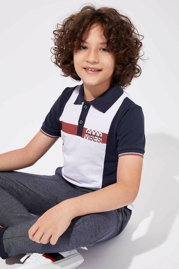 Boy's Color Block Short Sleeve Polo T-Shirt M0849A619HS