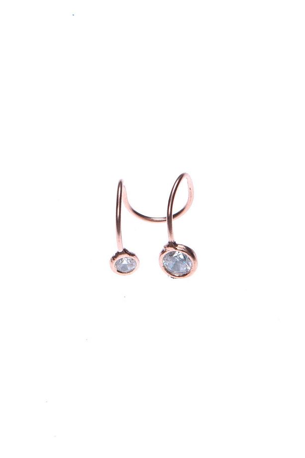 Kadın Çift Zirkon Taşlı Model Gümüş Kıkırdak Küpe NNVSLVR02619 - 8