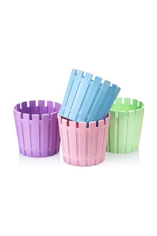 Mini Saksı 5 Adet, Poliwork Akasya Çit Modeli Renkli Saksı 420 Ml (a3659) - 2