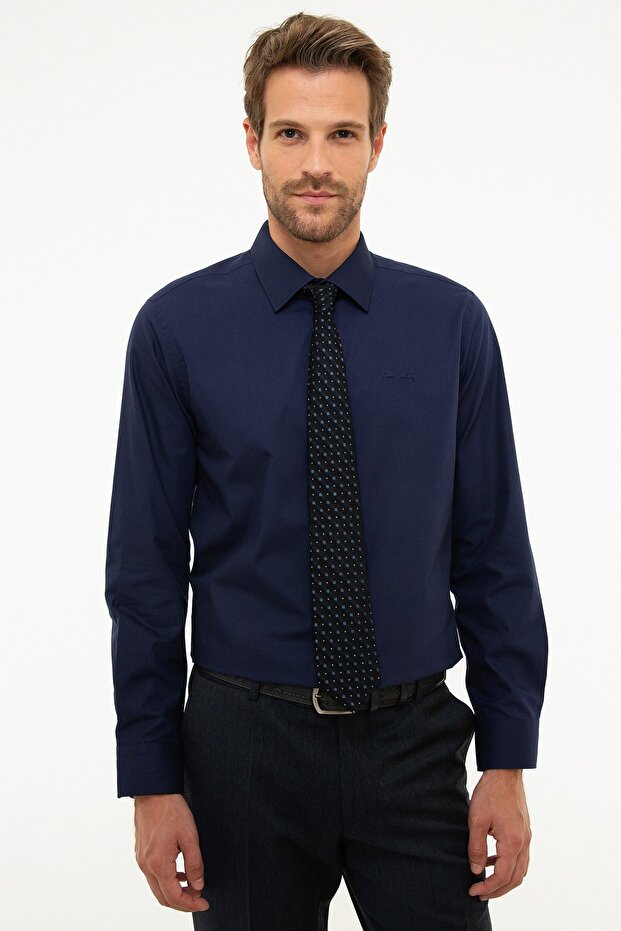 Lacivert Slim Fit Basic Gömlek - 1
