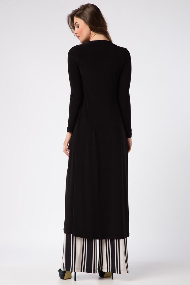Kadın Siyah Kimono Hırka 17L5257 - 3