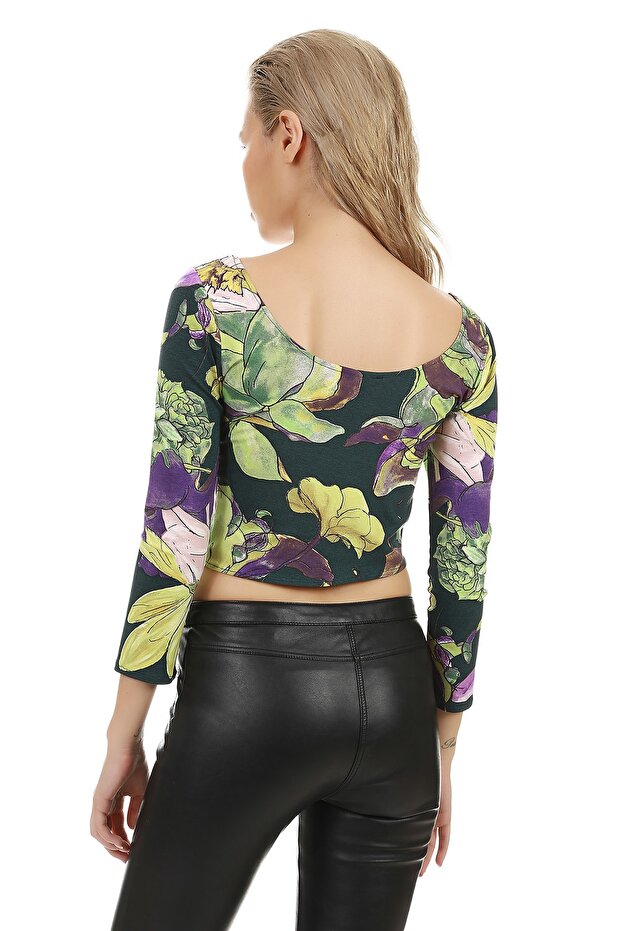 Women's Patterned Fairy Patterned Printed Basic Blouse BD2010 - 2