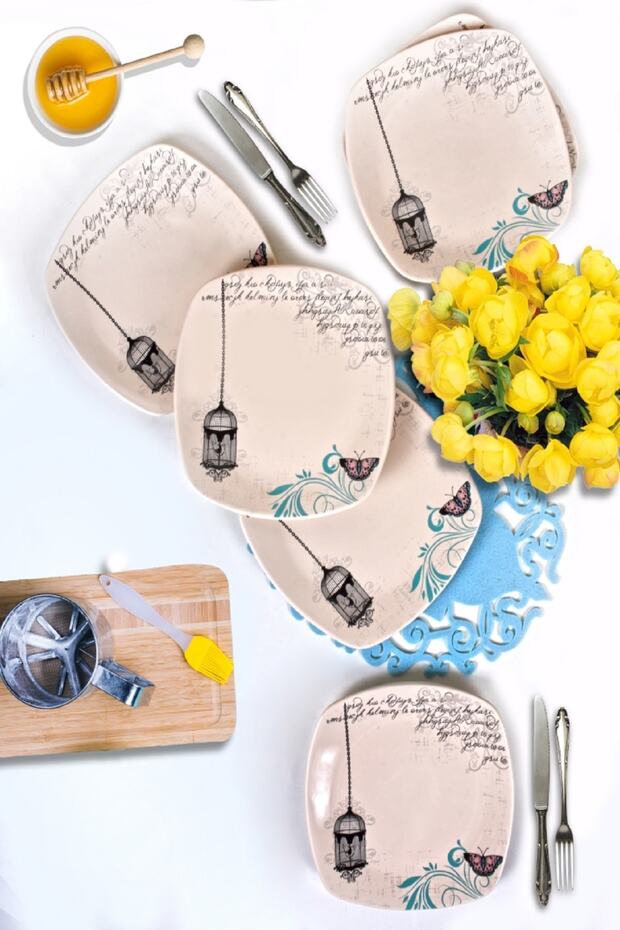 Retro Servis Tabağı 27 Cm 6 Adet - 1