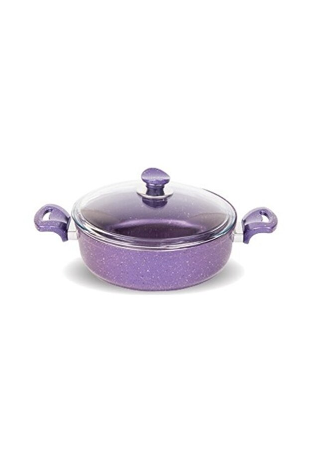 Galaxy Granite Flat Gray Pot 30 cm | Non-Stick | Durable Granite Coating