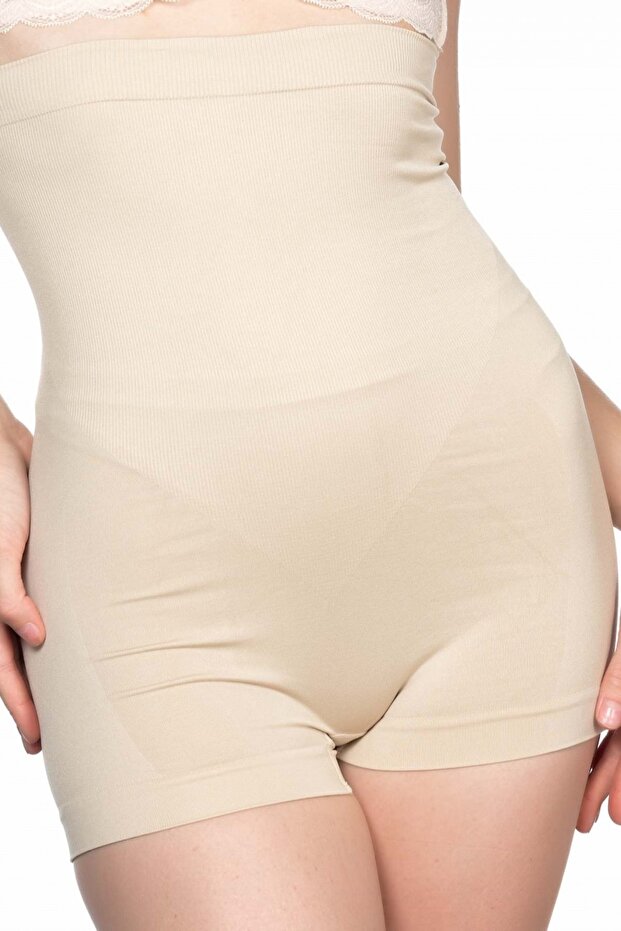 Women's Beige Long Waist Short Leg Corset