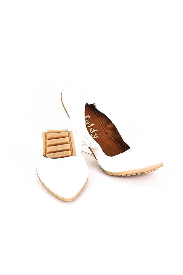 White Women's Ballerinas Fld-760-Md