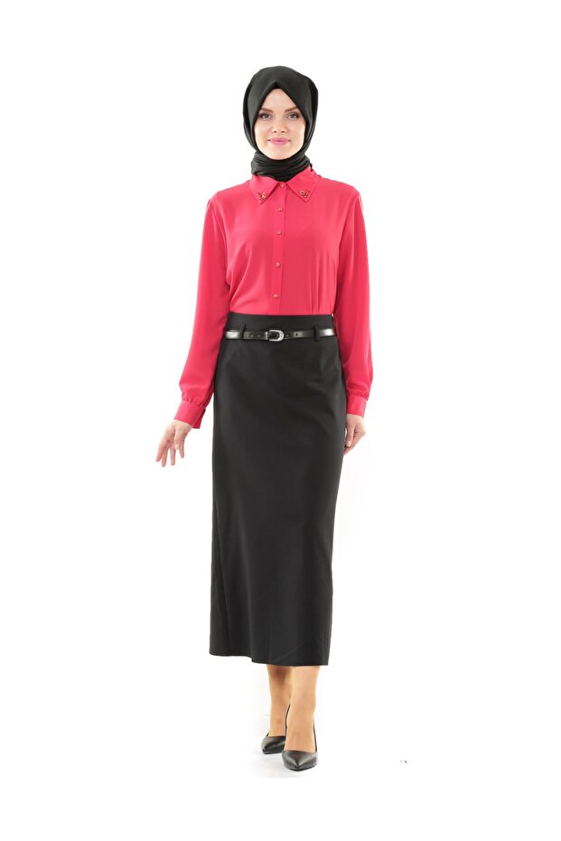 Women's Black Pencil Skirt 90 cm 770