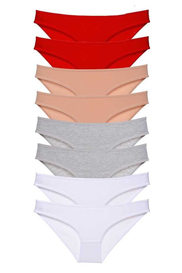 8 pieces super eco set Stretch Fabric women's slip panties red skin gray white