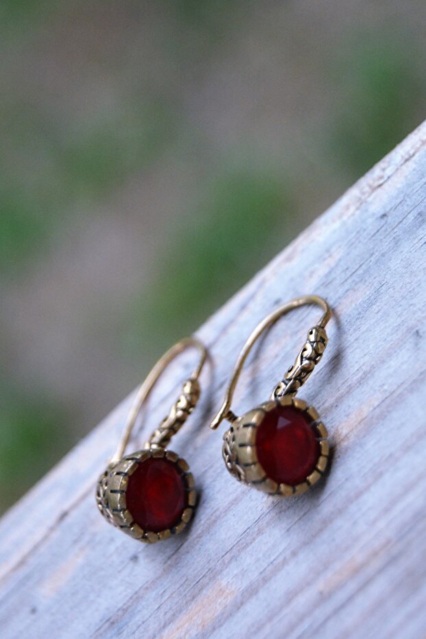 أقراط نسائية أصلية من حجر الياقوت - 1