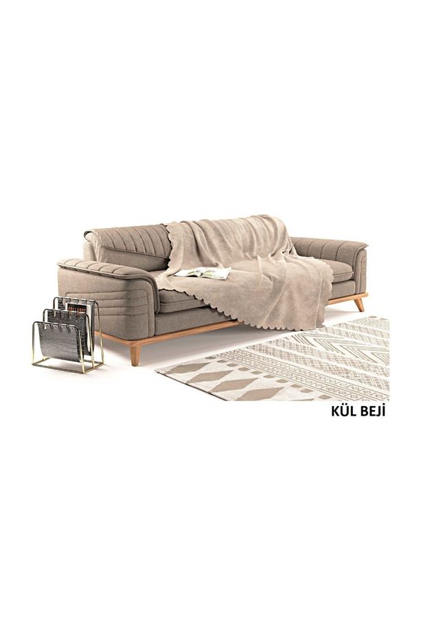 Şönil Kaymaz Koltuk Örtüsü Ve Koltuk Şalı Kül Beji - 1
