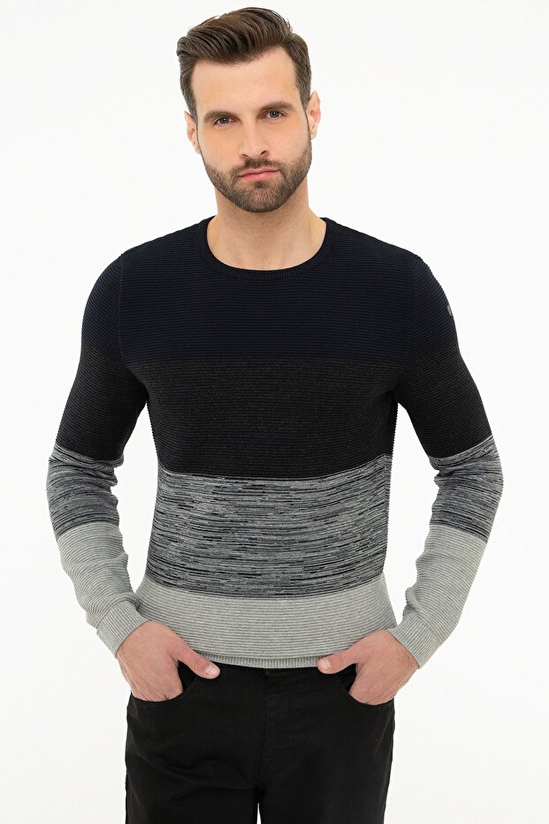 Men's Dark Navy Slim Fit Knitwear Sweater G021GL0TK.000914426