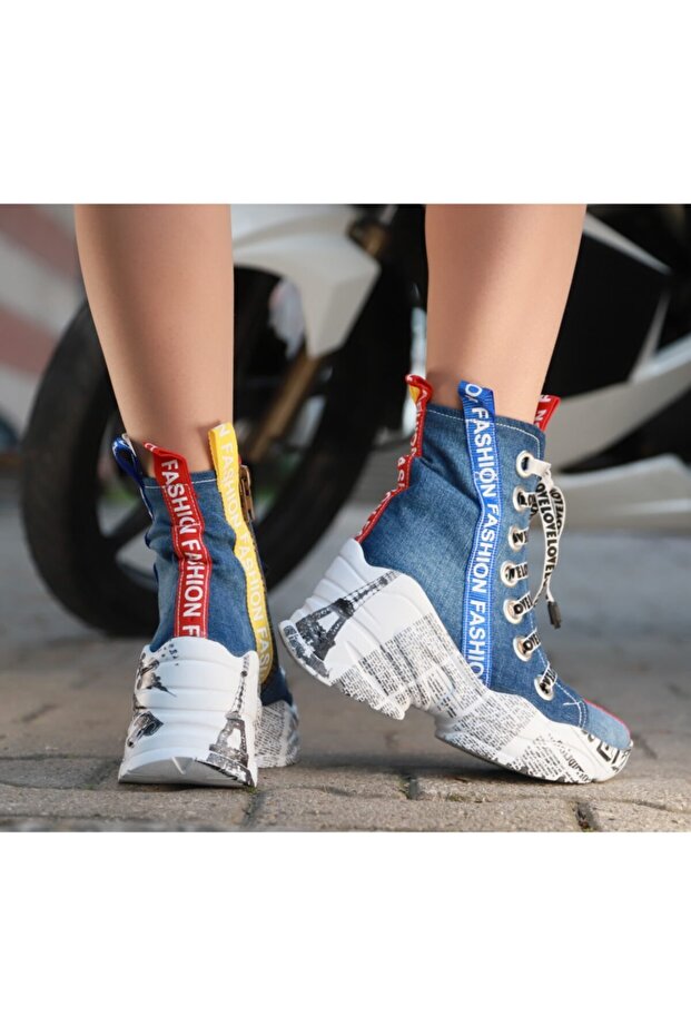 Kadın Mavi Kot Bot - 4