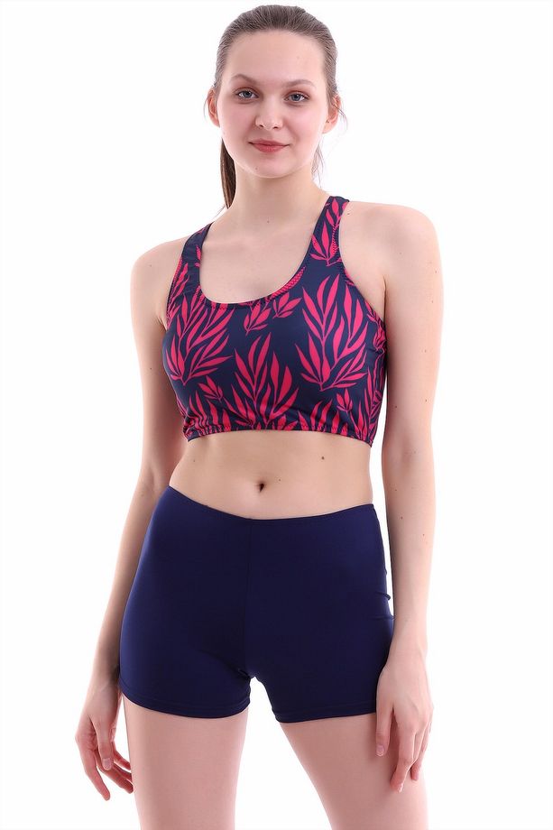 Şortlu Badi Bikini Takımı Esnek Likralı Kumaş Şortu Astarlı - 3