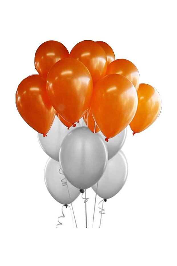25 Pieces Metallic Pearlescent Orange-Silver Helium Flying Balloon 12INCH