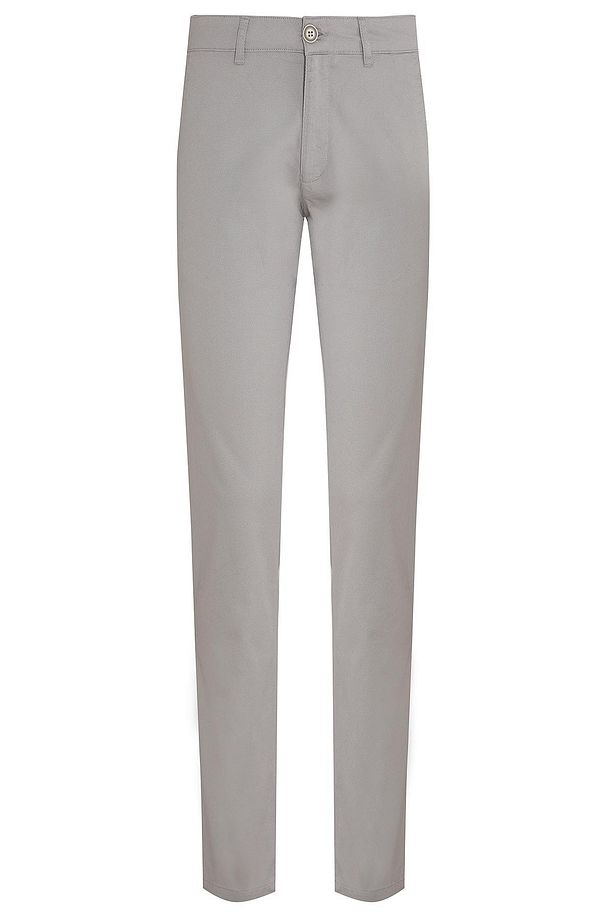 Gri Regular Fit Desenli Pamuklu Yandan Cep Kanvas Pantolon - 1