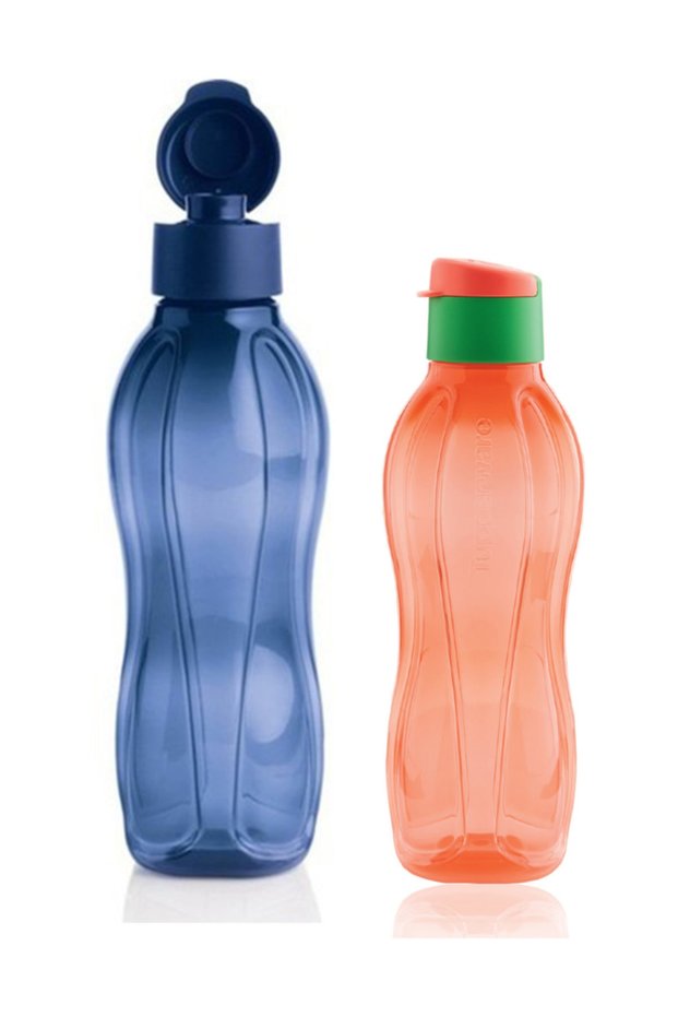 Eco Bottle Water Bottle 1 Liter Dark Blue And 750 Ml Coral