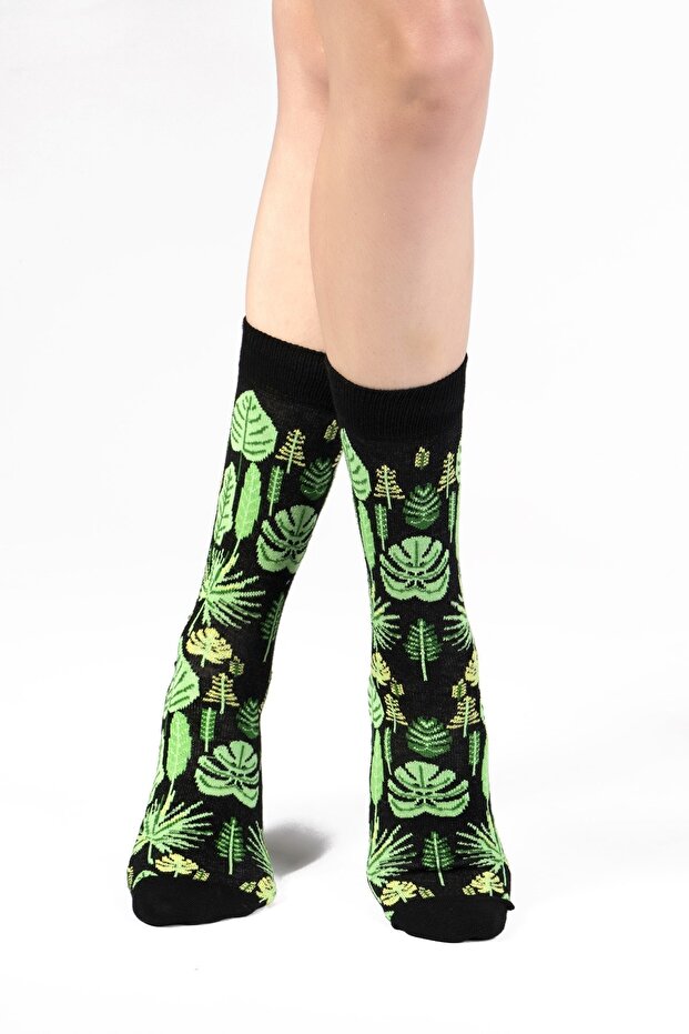 Leaf Desenli Çorap - 3