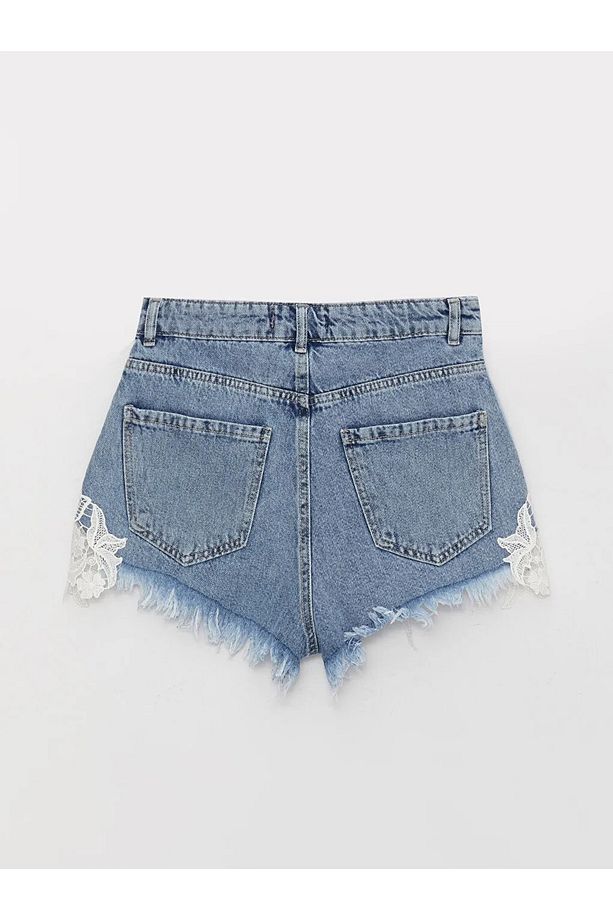 LCW Jeans Standart Fit Nakışlı Kadın Jean Şort - 5