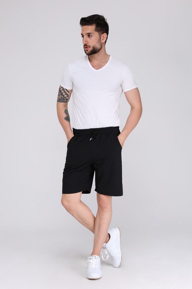 Erkek siyah Yazlık Oversize Spor Bermuda Şort - 2