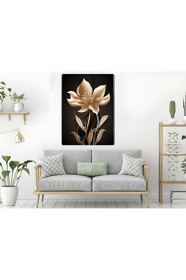 Abstract Gold Color Flower Decorative Canvas Wall Painting