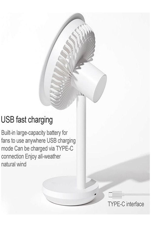 Vantilatör Usb Şarj Masaüstü Şarjlı Otomatik Döner Başlıklı Vantilatör Elektrik Fan Siyah - 2